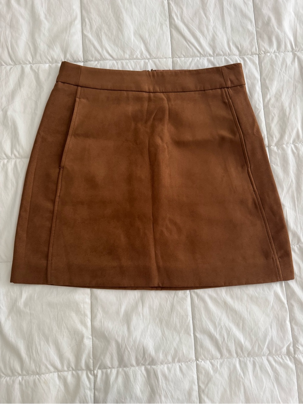 J. Crew Faux Suede A-Line Mini Skirt in Walnut